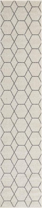 Unique Loom Trellis Frieze Collection Area Rug - Geometric (2' x 10' Runner, Ivory/ Gray)