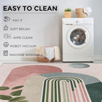Mid Century Modern Rugs for Home Decor, 5x8 ft, Boho Abstract Geometry Area Rugs for Living Room, Soft Non Slip Washable Minimalist Arched Carpet Bedroom Decorations Dt-Ghf-19