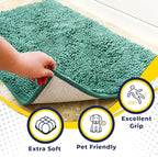 Muddy Mat® Shown on TV–Super Absorbent Microfiber Dog Door Mat for Muddy Paws, Non-Slip Washable Pet Rug, Quick Dry Chenille Entryway Carpet, Machine Washable Indoor Outdoor mat–Seafoam Green 28"x18"