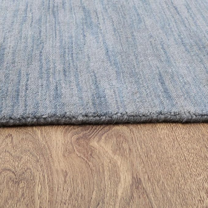 Hand Knotted Loom Wool ECO-Friendly Area Rugs - 10'x13', Rectangle, Light Blue Color, Solid Plain Design, High Pile Thick Handmade Anti Skid Rugs for Living Room (L00111)