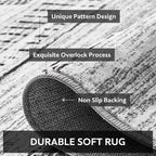 5x7 Area Rugs for Living Room Machine Washable Rug Distressed Indoor Carpet Neutral Moroccan Boho Rug Ultra Soft Area Rug for Bedroom Dining Room Playroom Office, Black