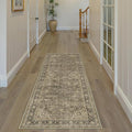 2x6 Washable Brown Runner Rug Vintage Hallway Kitchen Carpet Non-Slip Soft Low Pile Distressed Throw Rug for Bedroom Bathroom Laundry Living Room