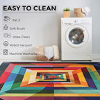 4x5 Colorful Geometry Rugs for Bedroom Decor, Washable Abstract Geometric Pattern Area Rug, Living Room Home Decoration, Non Slip Soft Thin, Abstract Art Decor Carpet PF-P 49
