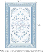 SOULFUL Medium Pile 2x3 Entryway Rug - Cozy Soft Underfoot Small Area Rug - Mist Blue Boho Floral - Washable Non-Slip - Perfect for Hallway Kitchen Bedroom Bathroom Indoor Entrance
