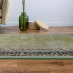 Antep Rugs Alfombras Bordered Modern 5x7 Non-Slip (Non-Skid) Low Pile Rubber Backing Indoor Area Rug (Green, 5' x 7' Oval)