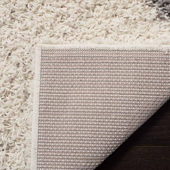 SAFAVIEH Dallas Shag Collection Accent Rug - 2'3" x 4', Ivory & Grey, Trellis Design, Non-Shedding & Easy Care, 1.5-inch Thick Ideal for High Traffic Areas in Entryway, Living Room, Bedroom (SGD257F)