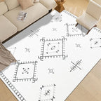 ILANGO Area Rug 9'x12' for Living Room Bedroom Washable Moroccan Boho Rugs for High Traffic Area Non Slip & Non-Shedding Rugs Fade Resistant Carpet for Kitchen Office (White)