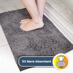 Muddy Mat® Shown on TV – Super Absorbent Microfiber Dog Door Mat for Muddy Paws, Non-Slip Washable Pet Rug, Quick Dry Chenille Entryway Carpet, Machine Washable Indoor Outdoor mat, Grey 60"x24"