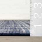 Dash & Albert Denim Plaid Blue Machine Washable Rug, 8.5 X 11.5 Feet, Blue/White Plaid Pattern