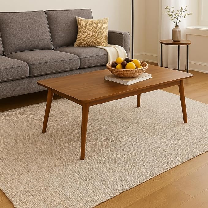 Hand Woven Jute Cotton Area Rug 5'x8' ft Rectangle Natural Farmhouse Rug for Living Room, Bedroom Kitchen - Rustic Vintage Bohemian Eco-Friendly Carpet Home Décor 60"x96" Natural