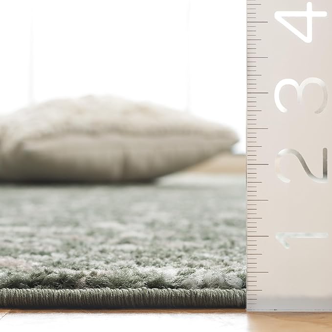 SAFAVIEH Area Rug 8x10 - Adirondack Collection - Large - Dark Green & Ivory, Chevron Pattern, Non-Shedding & Easy Cleaning, Ideal for Living Room, Bedroom, Office, Dining Space (ADR104Y)