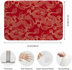 Dragon Bath Mat for Bathroom Traditional Flying Mascot Animal Chinese Dragons Red Bath Rugs Door Mat Non Slip Rubber Backed Bathroom Floor Mat for Bathtub Sink Shower 16"X24"