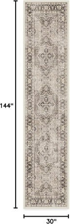 RUGGABLE Washable Vintage Runner Rug – Kamran Hazel 2.5x12, Stain-Resistant, Non-Slip Hallway Runner – Machine Washable Rug for Hallway, Entryway, Living Room & Kitchen–with Standard Pad