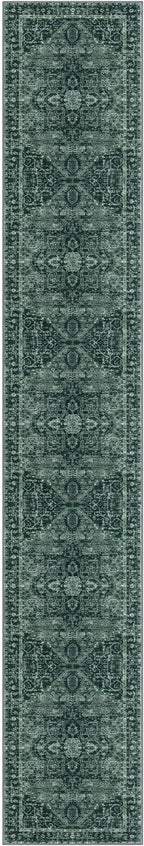 KOZYFLY Runners for Hallways 3x14 Ft Extra Long Washable Faux Wool Stair Thin Runner Rug Printed Hallway Carpet for Entryway Bedroom Stairs Kitchen Floor Accent, Dark Green