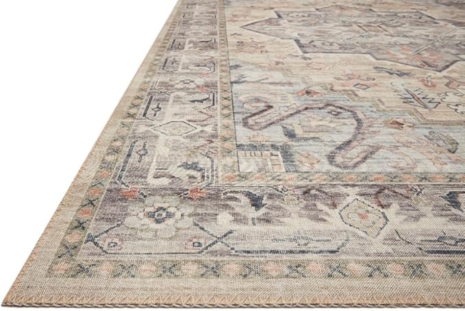 Loloi Hathaway Collection HTH-07 Multi/Ivory 5'-0" x 7'-6", .25" Thick Area Rug, Soft, Durable, Printed, Modern, Low Pile, Non-Shedding, Easy Clean, Living Room Rug
