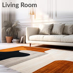Flatwoven High Traffic Area Rug 6x9, Black Orange Abstract Geometric Shape, Non Slip, Stain Resistant, Washable Area Rugs for Living Room, Bedroom (Orange, 6x9)