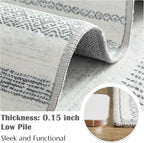 jinchan Moroccan Boho Runner Rug 2x6 - Machine Washable Non-Slip Low-Pile Soft Bohemian Runner Rug for Entryway Hallway Kitchen Bedroom Laundry Room (2‘x6', Grey)
