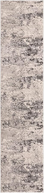 Rugs.com Leipzig Collection Rug – 12 Ft Runner Gray Low-Pile Rug Perfect for Hallways, Entryways