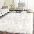 Latepis 9x12 Area Rug for Bedroom White Fluffy Rugs Washable Faux Fur Rug for Living Room Fuzzy Shaggy Rug for Office Entertainment Room Home Décor Rectangle