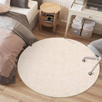 RUGSREAL Washable 4ft Round Rug Modern Solid Area Rug Indoor Non-Slip Throw Carpet Contemporary Area Rug for Bedroom Living Room Nursery, 4' x 4' Round Ivory Beige