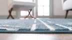 Rugs.com Lattice Trellis Collection Rug – 8 Ft Round Blue Low-Pile Rug Perfect for Kitchens, Dining Rooms