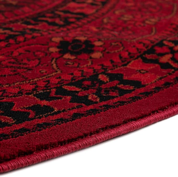 Unique Loom Tekke Collection Area Rug - Sheibani (7' 11" x 10' Oval, Red/ Black)