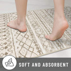 KUTA Moroccan Washable Kitchen Rugs 2x8 Non-Slip Vintage Beige Boho Rugs Hallway Runner Rug Ultra Soft Geometric Floor Carpet Runners for Bedroom Laundry Living Room