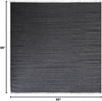 Rugsotic Carpets Hand Woven Flat Weave Kilim Wool ECO-Friendly Area Rugs - 8'x8', Square Shape, Charcoal Color, Solid Plain Design, Low Pile Handmade Area Rugs for Living Room, Bed Room (D00111)