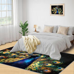 Peacock Rugs for Bedroom - 4x6 Area Rug - 3D Peacock Rugs for Living Room, Abstract Watercolor Animal Rug, Non-Slip Washable Home Decor Carpet