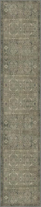 2x10 Runner Rug Machine Washable Boho Rug Runners for Hallway,Ultra-Thin Low Pile Rug,Lightweight Indoor Carpet,Non Slip Floral Runners for Enrtyway, Corridor, Home Office, Kitchen,Muted Green