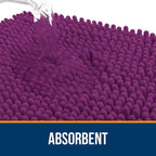 OLANLY Toilet Rugs U-Shaped 24x20, Extra Soft Absorbent Chenille Contour Bathroom Rugs for Toilet, Dry Quickly, Machine Washable, Non-Slip Bath Mat, Purple