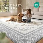 SOULFUL Medium Pile 2x3 Entryway Rug - Cozy Soft Underfoot Small Area Rug - Light Taupe Boho Floral - Washable Non-Slip - Perfect for Hallway Kitchen Bedroom Bathroom Indoor Entrance