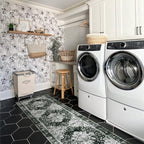 Moynesa Ultra-Thin Washable Vintage Runner Rug - 2'6"x8 Hallway Runner Non-Slip Non-Shedding Stain Resistant Kitchen Mat Boho Oriental Medallion Laundry Carpet for Entrance Bedside, Black/White