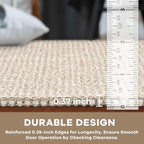 KOZYFLY Runners for Hallways 2x6 ft Washable Kitchen Runner Non Slip Rubber Backed Hall Runners Cotton Entryway Runner Rugs Floor Carpet for Indoor Backdoor Bedroom Kitchen, Ivory/Khaki
