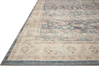 Loloi Hathaway Collection HTH-02 Denim/Multi 2'-0" x 5'-0", .25" Thick Accent Rug, Soft, Durable, Printed, Modern, Low Pile, Non-Shedding, Easy Clean, Living Room Rug