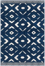 KILOCOCO Living Room Rug 5x7 Area Rug Printed Boho Washable Bedroom Rugs Non Slip Soft Large Moroccan Rubber Backed Indoor Rugs for Dining Room Office Farmhouse Geometric Carpet, Blue