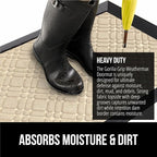 GORILLA GRIP 100% Waterproof All-Season WeatherMax Doormat 35x23, US Designed Natural Rubber, Stain and Fade Resistant, Low Profile Indoor Outdoor Door Mats, Easy Clean Patio Mat, Modern Latte