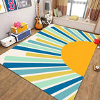Rainbow Sun Area Rug,3x4ft,Boho Geometric Print Rug, Modern Mid-Century Colorful Rug for Kids Girls Boys Bedroom, Living Room, Classroom, Office Non-Slip Washable