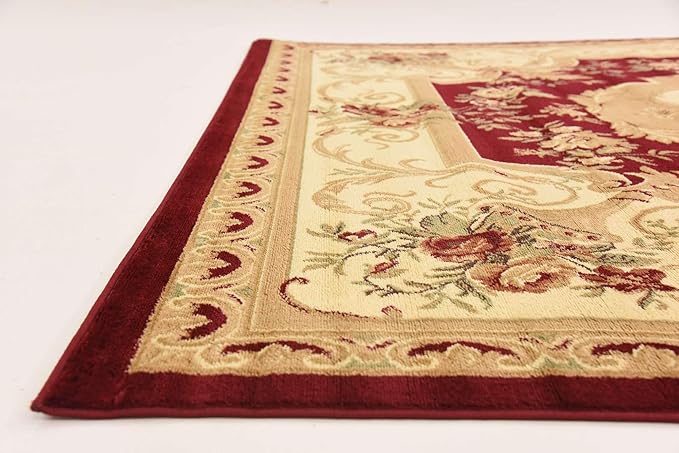 Unique Loom Versailles Collection Traditional Classic Floral Motif Area Rug (8' 0 x 11' 4 Rectangular, Burgundy/ Ivory)