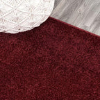 JONATHAN Y Haze Solid Low-Pile Dark Red 5' Round Indoor Area Rug, Coastal,Bohemian,Minimalist,Classic, Easy-Cleaning for Living Room,Bedroom,Kitchen,Pet Friendly,Non-Shedding (SEU100Q-5R)