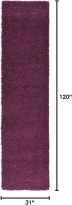 Unique Loom Solid Shag Collection Area Rug (2' 7" x 10' Runner, Eggplant Purple)