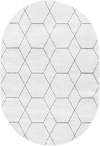 Unique Loom Trellis Frieze Collection Area Rug - Geometric (4' x 6' Oval, Ivory/ Gray)