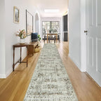 Morebes Vintage Long Runner Rug for Hallway 12 ft, Washable 12 Foot Runner Rug, Soft Non Slip Distressed Carpet Runners for Farmhouse Kitchen Living Room Dining Playroom, Brown