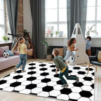 Soft Soccer Rugs for Bedroom, Machine Washable, Cute Bedside Boys Area Rug for Kids Toddlers Teens, Soccer Lovers Home Decor Indoor Carpet for Living Room, Dorms, Nursery, 5x7 FT