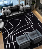 YIHOUSE Modern Washable Area Rug for Living Room Bedroom - Large Abstract Black and White Rug Non-Slip Ultra-Thin Home Decor (Dark Abstract, 8'x10'ft)