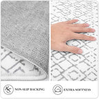Lahome Moroccan Washable Runner Rug - 2x6 Non-Slip Throw Hallway Rug Runner Ultra-Thin Soft Kitchen Laundry Room White Print Distressed Carpet for Entryway Bathroom Living Room