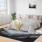 Misty Forest Rugs for Bedroom - 5x6 Area Rug - Modern Black White Art Rugs for Living Room, Natural Landscape Rug, Washable Home Decor Carpet