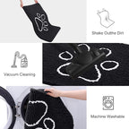 Smiry Dog Door Mat for Muddy Paws, Absorbent Dirt Trapper Non Slip Quick Dry Washable Chenille Mat for Mud Dogs, Entry Rug for Indoor and Outdoor (70x24 Inches, Black and White)