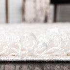 Unique Loom Solid Shag Collection Area Rug (4' 1" Round, Snow White)