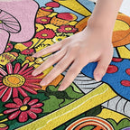 Erosebridal Kawaii Mushroom Bathroom Rugs Boho Sun Mats Hippie Groovy Floral Ultra Soft Bathtub Rugs 20x32 60s 70s Retro Vintage Theme Room Decor Chic Daisy Flower Bath Mat Geometric Striped Decor